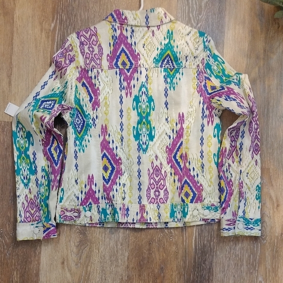 Jones New York Vintage Jean Jacket Purple and Green Collar - Picture 4 of 4